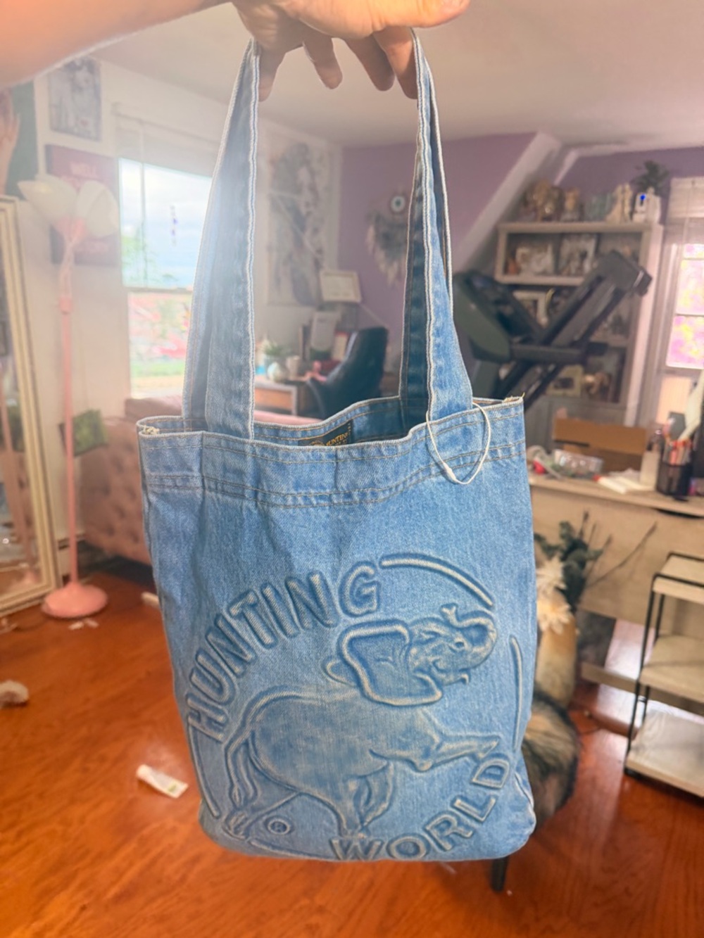 Denim Elephant Tote Bag - Blue